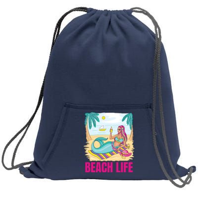 Beach Life Mermaid Sweatshirt Cinch Pack Bag