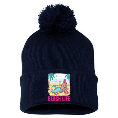 Beach Life Mermaid Pom Pom 12in Knit Beanie