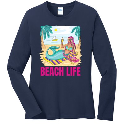 Beach Life Mermaid Ladies Long Sleeve Shirt