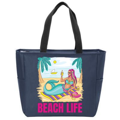 Beach Life Mermaid Zip Tote Bag