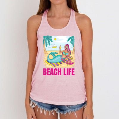 Beach Life Mermaid Women's Knotted Racerback Tank