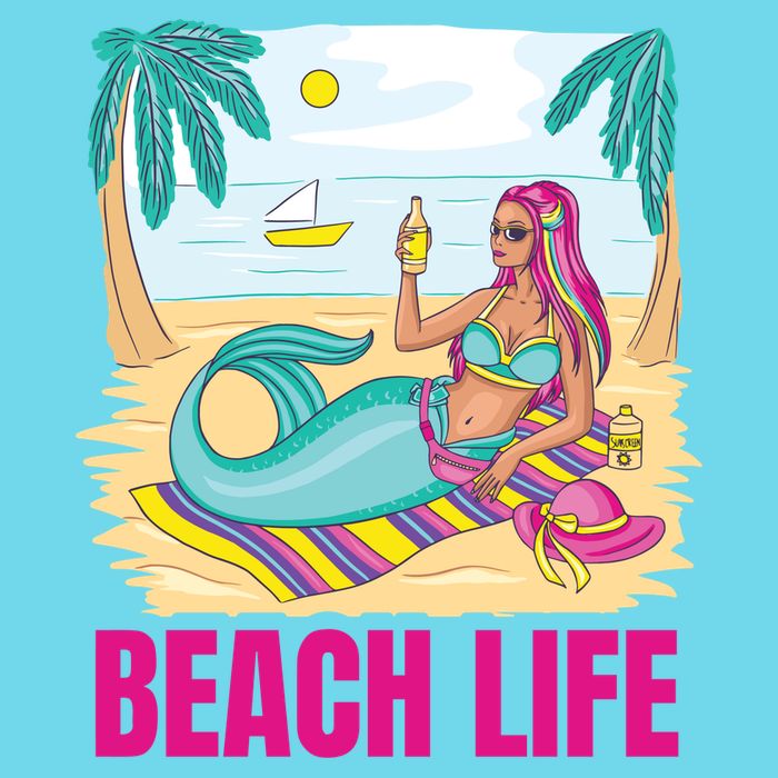 Beach Life Mermaid Button