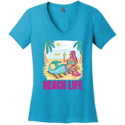 Beach Life Mermaid Women's V-Neck T-Shirt