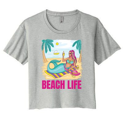 Beach Life Mermaid Women's Crop Top Tee