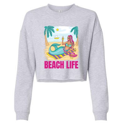 Beach Life Mermaid Cropped Pullover Crew