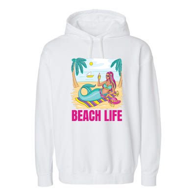 Beach Life Mermaid Garment-Dyed Fleece Hoodie