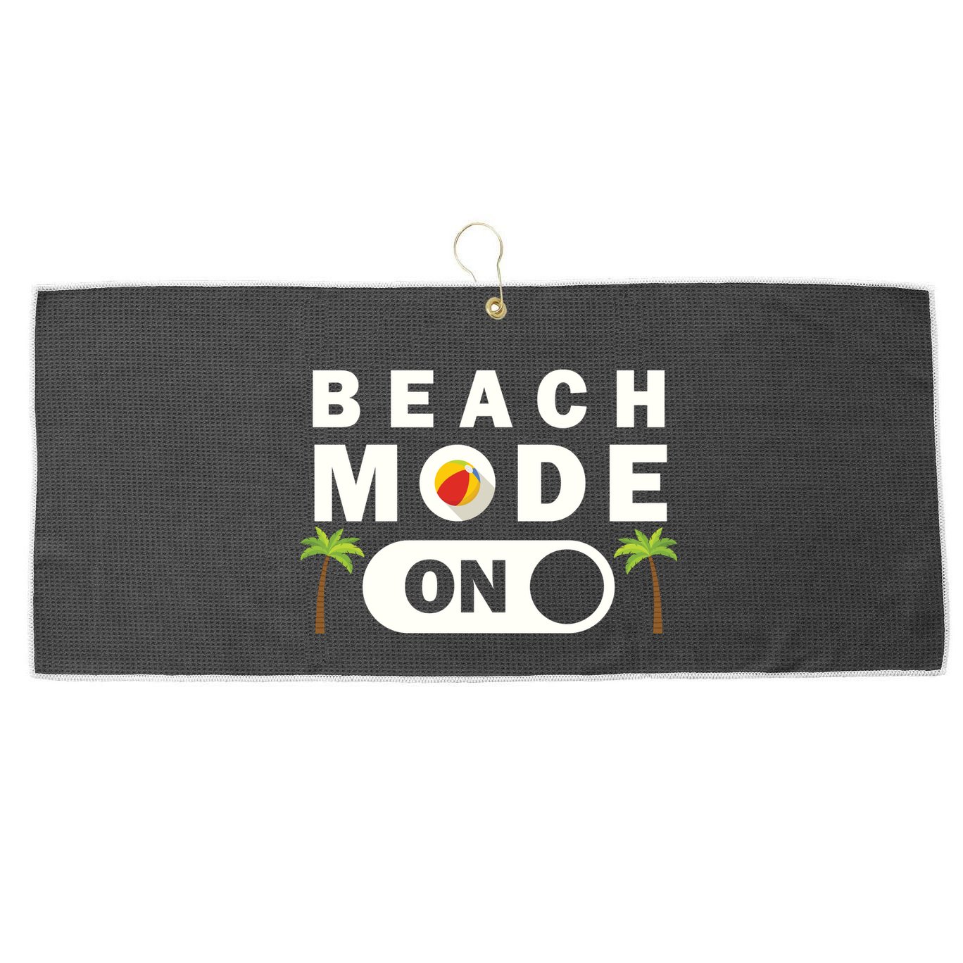 Beach Mode On Large Microfiber Waffle Golf Towel