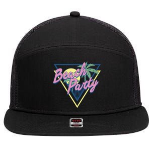 Beach Party Retro Wave Style 7 Panel Mesh Trucker Snapback Hat