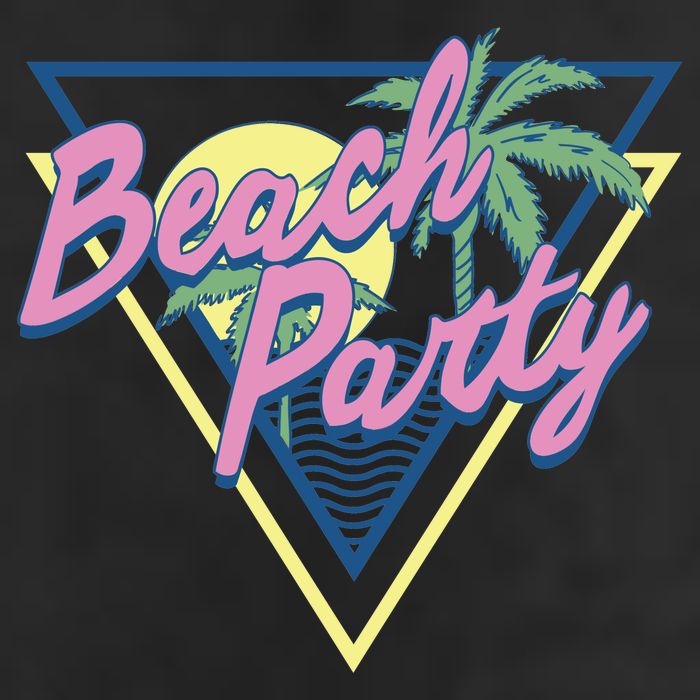 Beach Party Retro Wave Style 7 Panel Mesh Trucker Snapback Hat