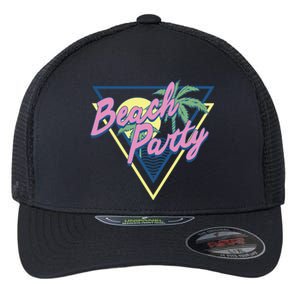 Beach Party Retro Wave Style Flexfit Unipanel Trucker Cap