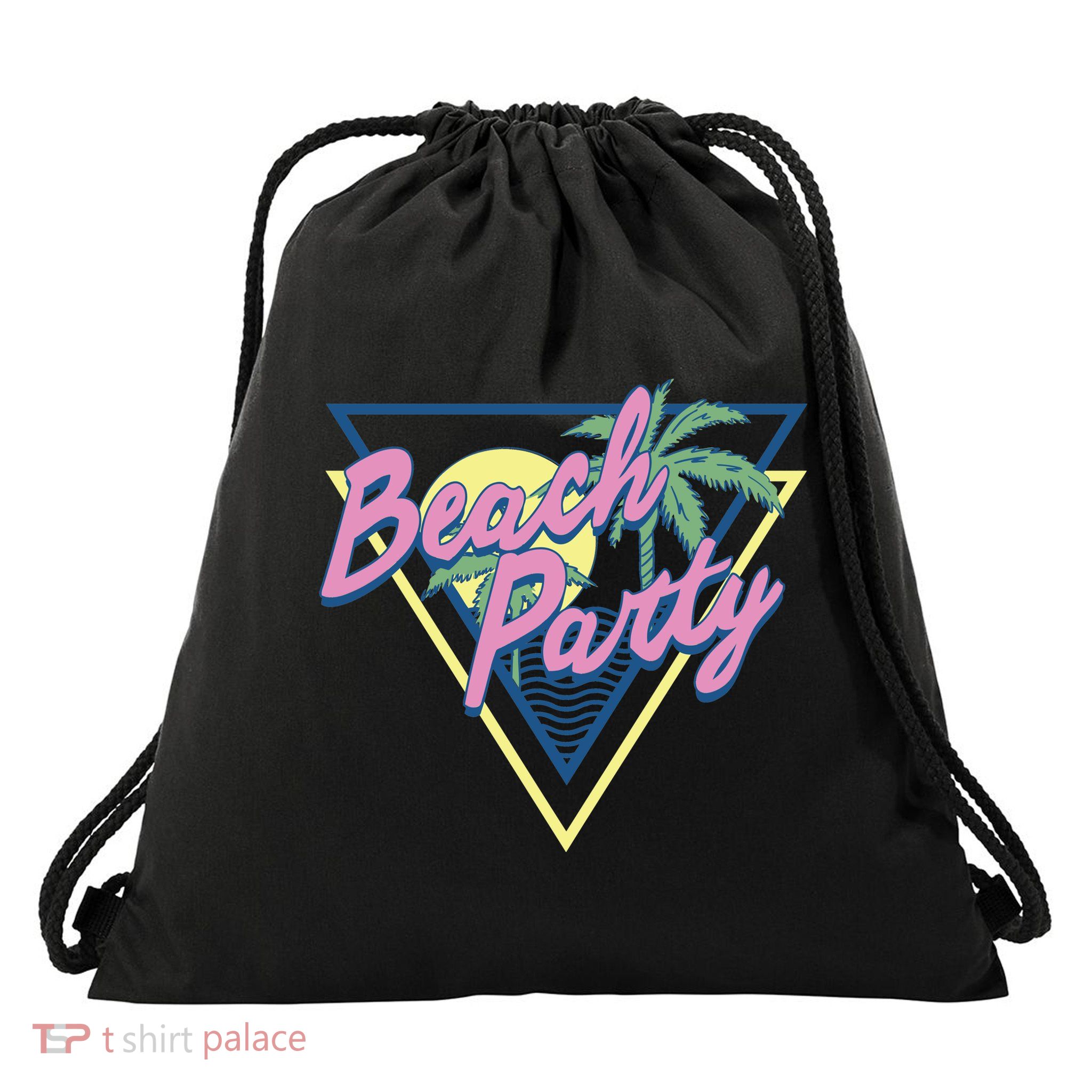 Beach Party Retro Wave Style Drawstring Bag