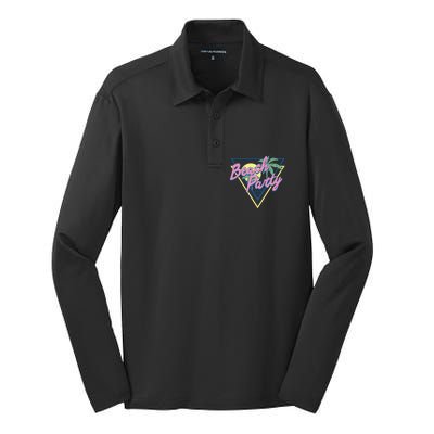 Beach Party Retro Wave Style Silk Touch Performance Long Sleeve Polo