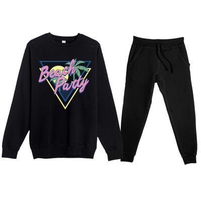 Beach Party Retro Wave Style Premium Crewneck Sweatsuit Set