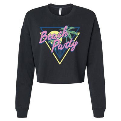 Beach Party Retro Wave Style Cropped Pullover Crew