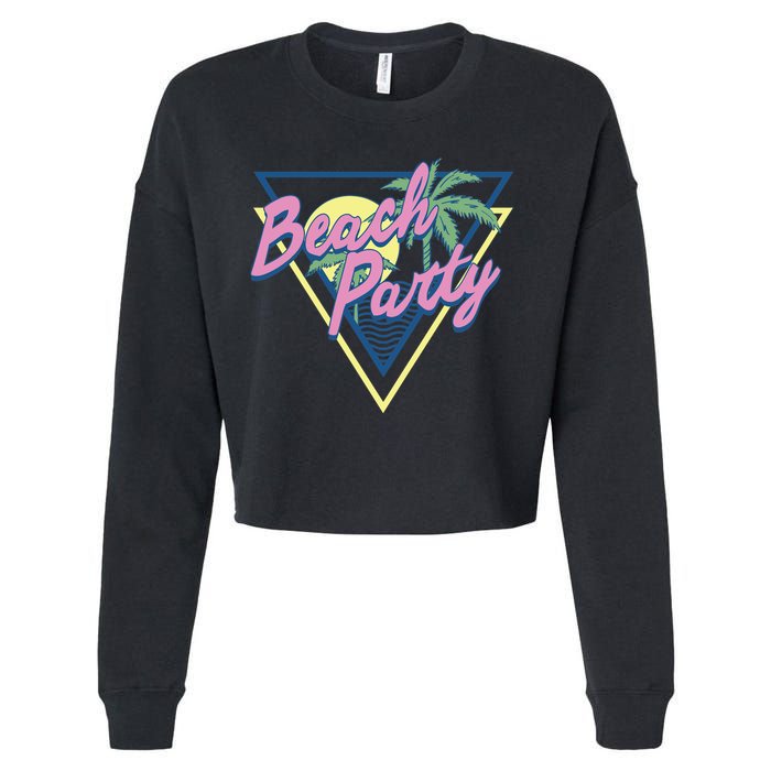 Beach Party Retro Wave Style Cropped Pullover Crew
