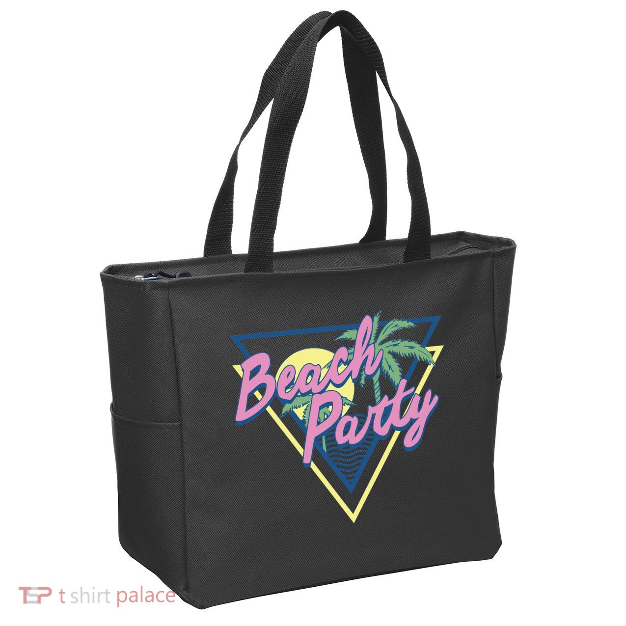 Beach Party Retro Wave Style Zip Tote Bag