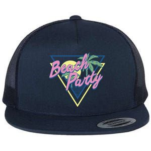 Beach Party Retro Wave Style Flat Bill Trucker Hat