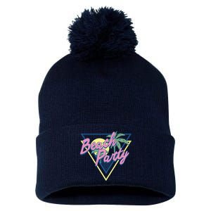 Beach Party Retro Wave Style Pom Pom 12in Knit Beanie