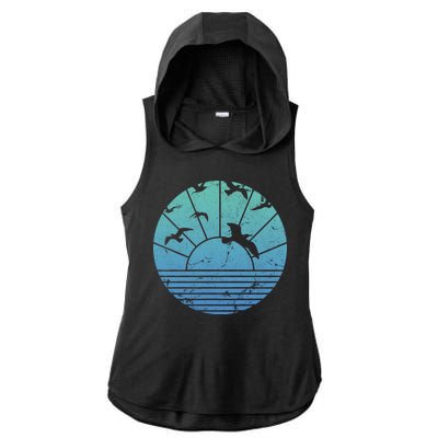 Beach Sunset Seagulls  Ladies PosiCharge Tri-Blend Wicking Draft Hoodie Tank