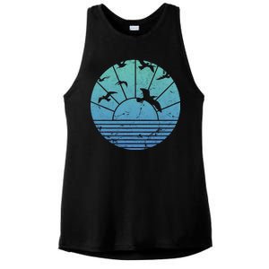 Beach Sunset Seagulls  Ladies PosiCharge Tri-Blend Wicking Tank