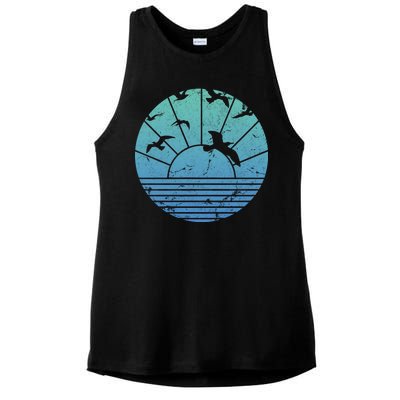 Beach Sunset Seagulls  Ladies PosiCharge Tri-Blend Wicking Tank