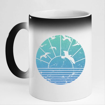 Beach Sunset Seagulls  11oz Black Color Changing Mug