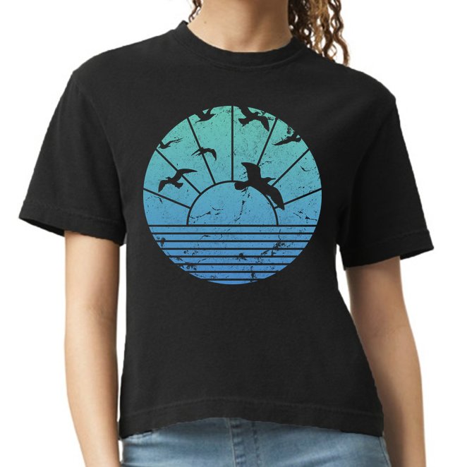 Beach Sunset Seagulls  Comfort Colors Boxy T-Shirt