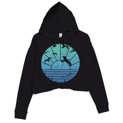 Beach Sunset Seagulls  Crop Fleece Hoodie