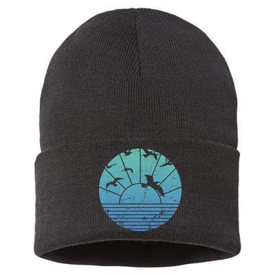 Beach Sunset Seagulls  Sustainable Knit Beanie