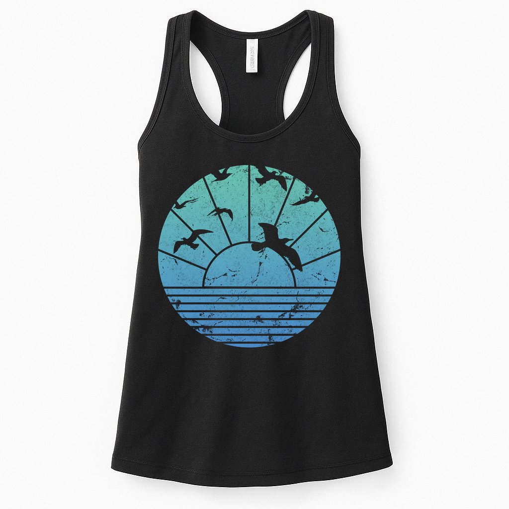 Beach Sunset Seagulls  Womens Tank Top