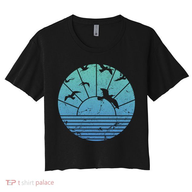 Beach Sunset Seagulls  Crop Top