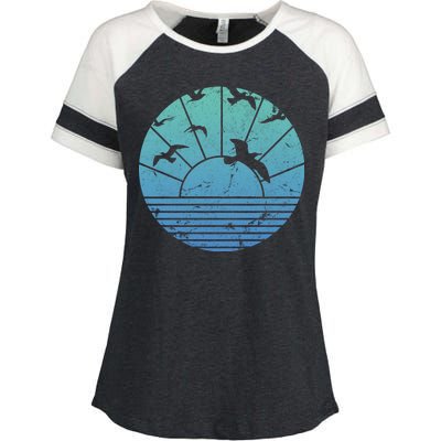 Beach Sunset Seagulls  Enza Ladies Jersey Colorblock Tee