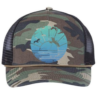 Beach Sunset Seagulls  Retro Rope Trucker Hat Cap