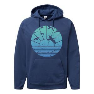 Beach Sunset Seagulls  Performance Fleece Hoodie