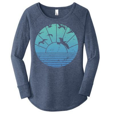 Beach Sunset Seagulls  Women's Perfect Tri Tunic Long Sleeve Shirt