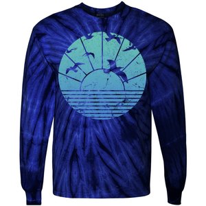 Beach Sunset Seagulls  Tie-Dye Long Sleeve Shirt