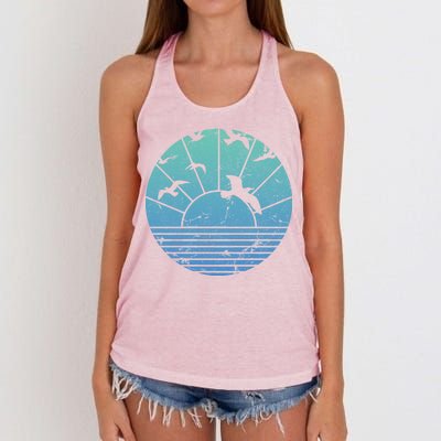 Beach Sunset Seagulls  Women's Knotted Racerback Tank