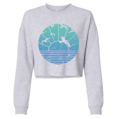 Beach Sunset Seagulls  Cropped Pullover Crew