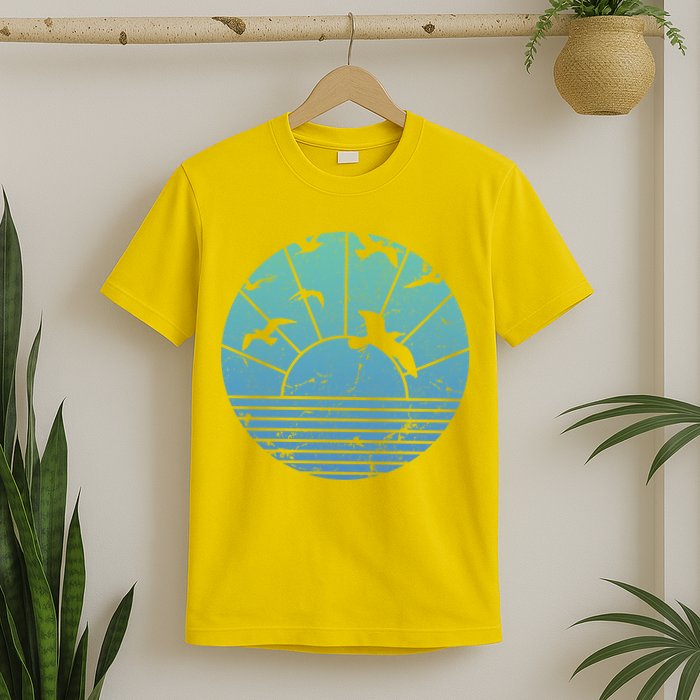 Beach Sunset Seagulls  T-Shirt