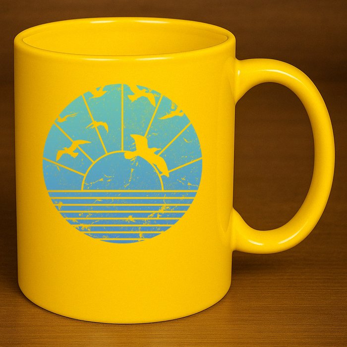Beach Sunset Seagulls  11oz C Handle Ceramic Mug