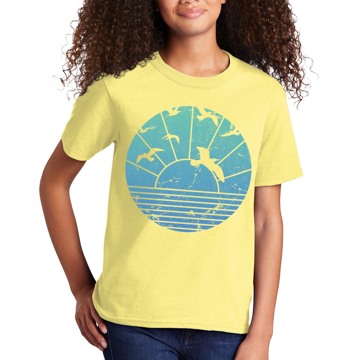 Beach Sunset Seagulls  Kids T-Shirt