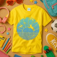 Beach Sunset Seagulls  Kids T-Shirt