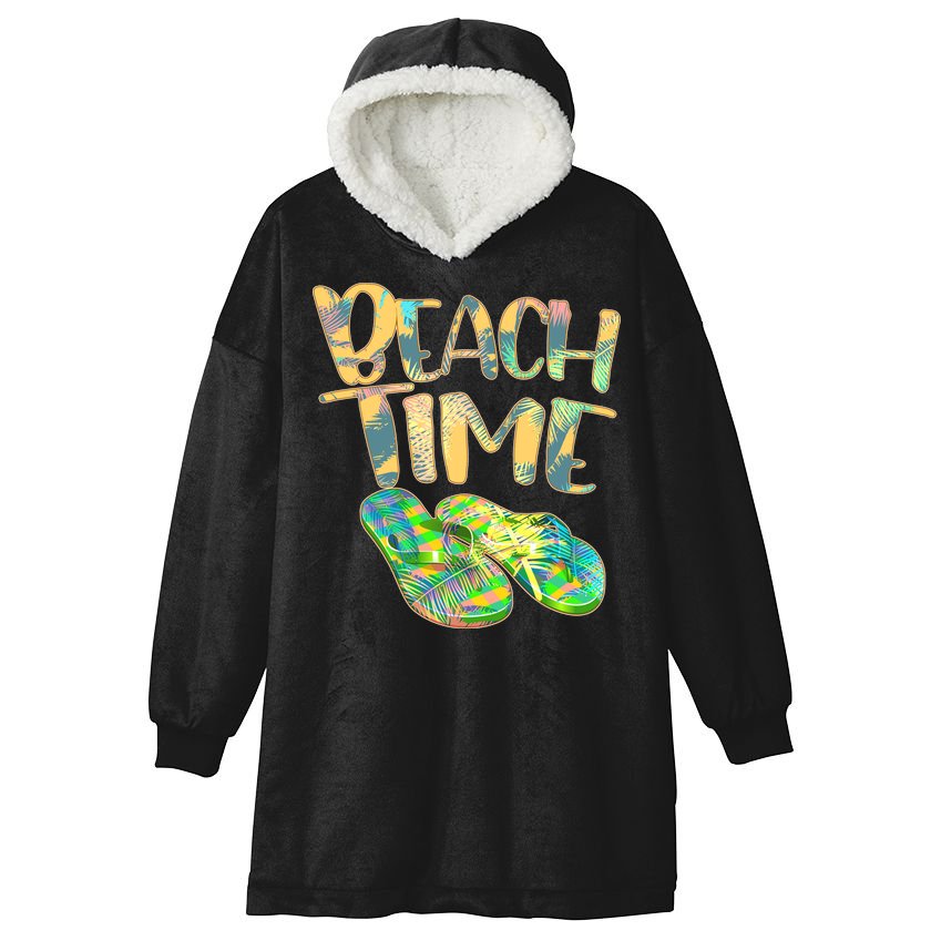 Beach Time Flip Flops Summer Fun Hooded Wearable Blanket