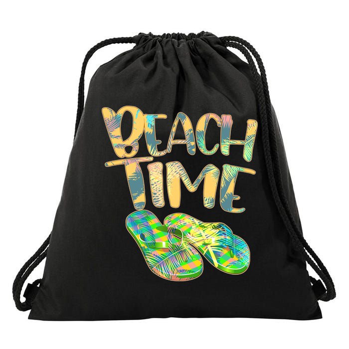 Beach Time Flip Flops Summer Fun Drawstring Bag