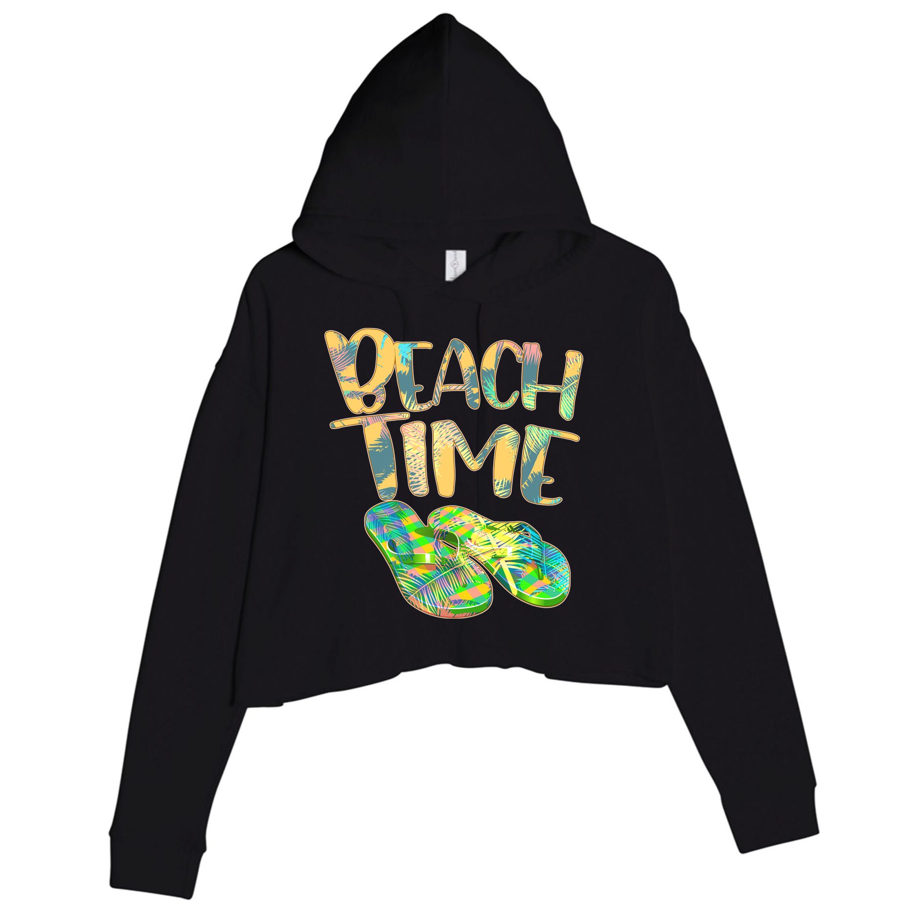 Beach Time Flip Flops Summer Fun Crop Fleece Hoodie