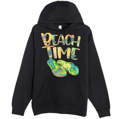 Beach Time Flip Flops Summer Fun Premium Pullover Hoodie