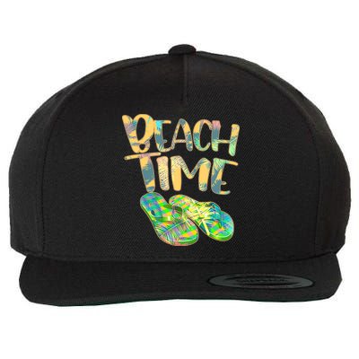Beach Time Flip Flops Summer Fun Wool Snapback Cap