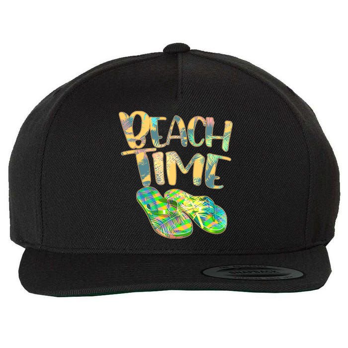 Beach Time Flip Flops Summer Fun Wool Snapback Cap