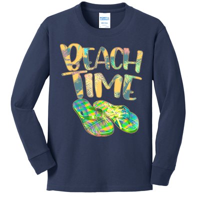 Beach Time Flip Flops Summer Fun Kids Long Sleeve Shirt