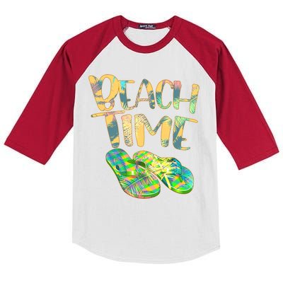 Beach Time Flip Flops Summer Fun Kids Colorblock Raglan Jersey